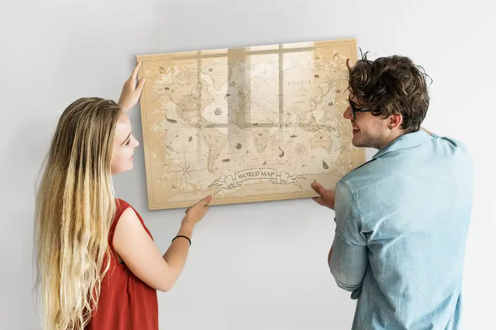 Tablica do rysowania magnetyczna historyczny atlas świata vintage