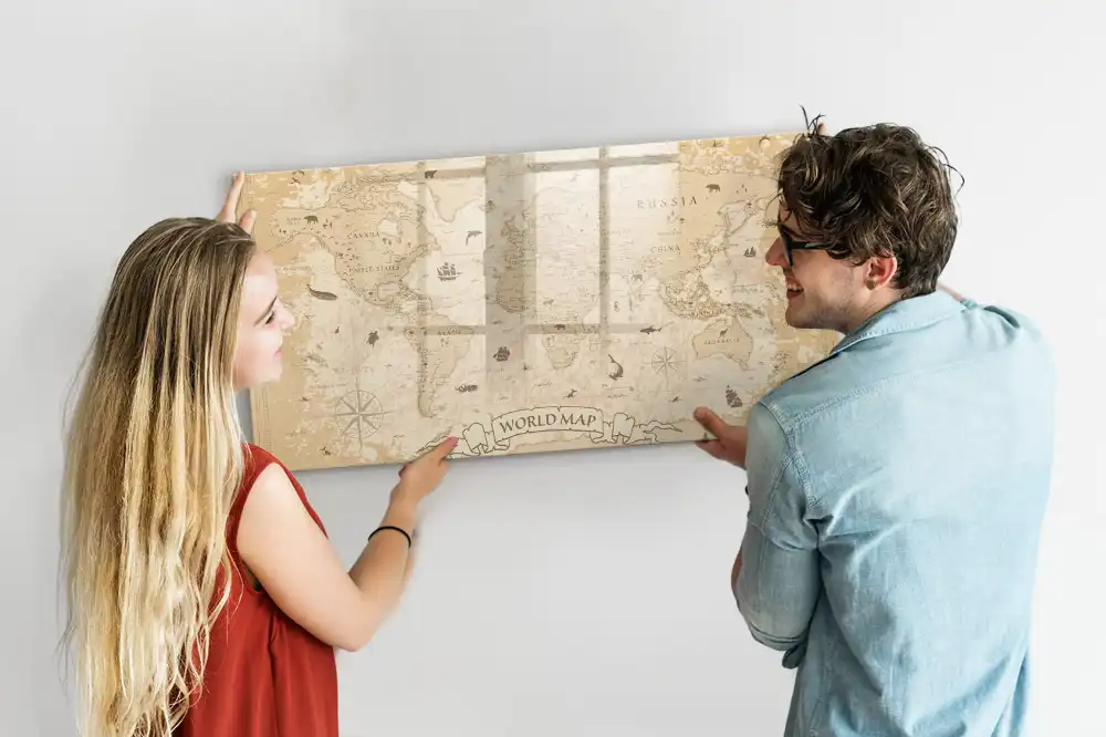 Tablica do rysowania magnetyczna historyczny atlas świata vintage