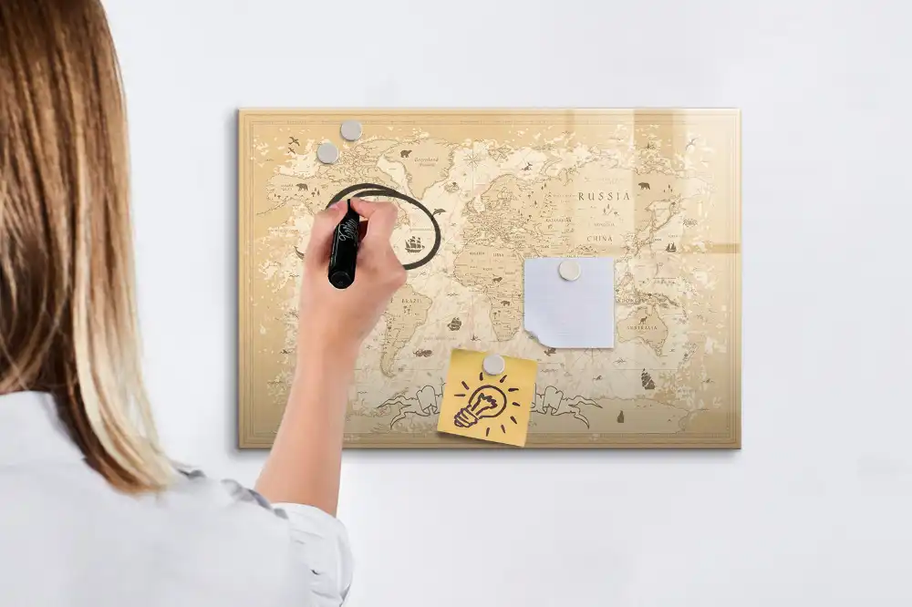 Tablica do rysowania magnetyczna historyczny atlas świata vintage