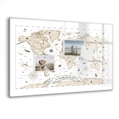 Tablica magnetyczna do pisania zabytkowa mapa świata vintage