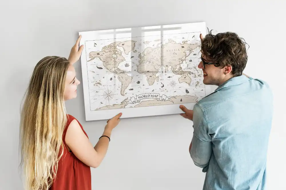 Tablica magnetyczna do pisania zabytkowa mapa świata vintage