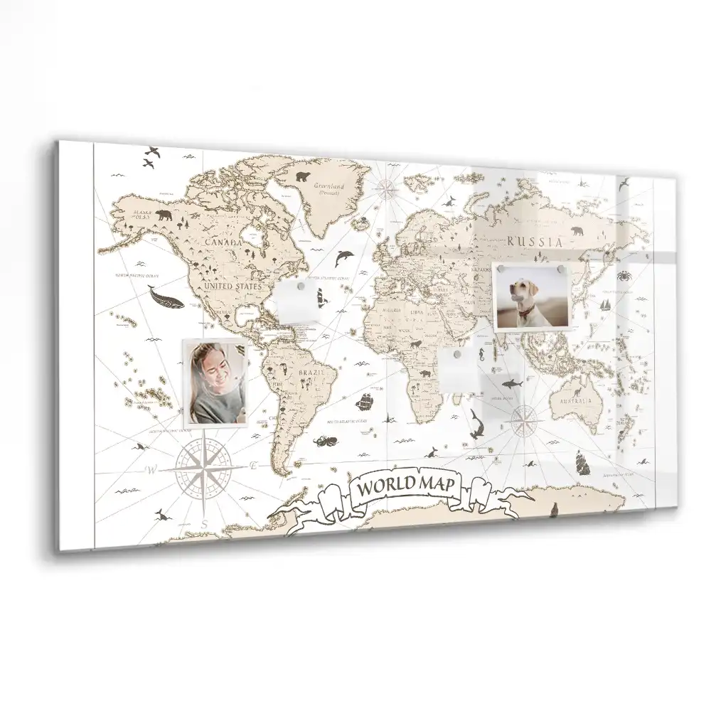 Tablica magnetyczna do pisania zabytkowa mapa świata vintage