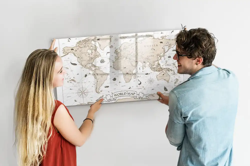 Tablica magnetyczna do pisania zabytkowa mapa świata vintage