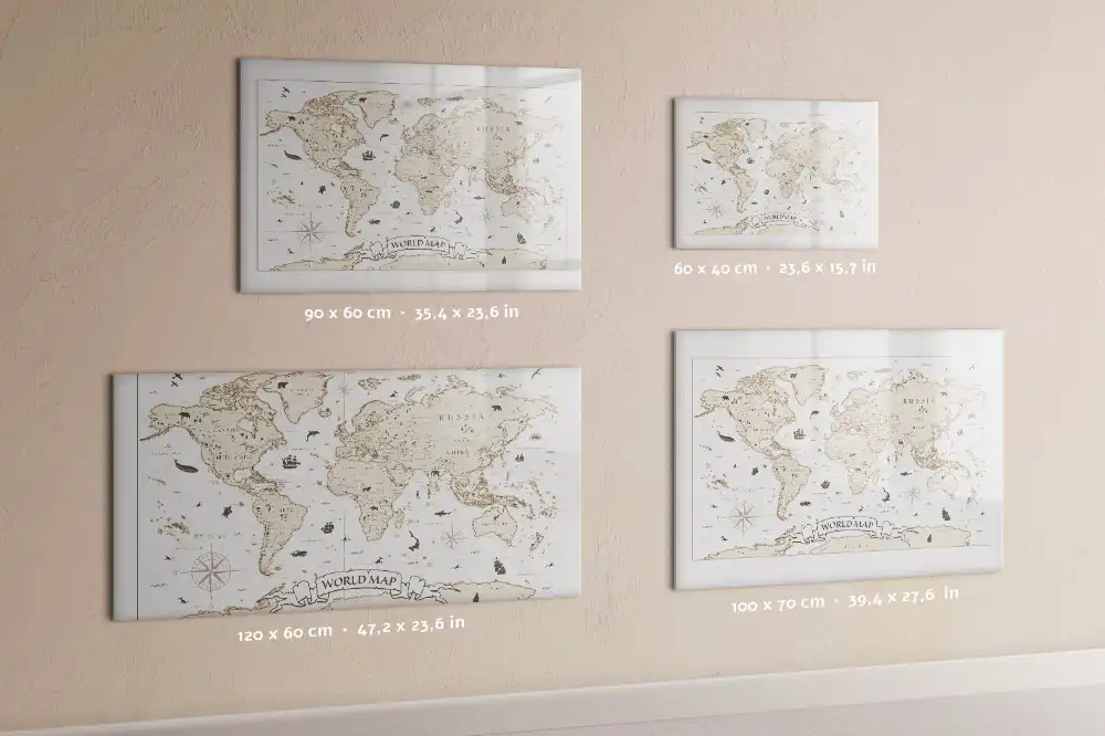 Tablica magnetyczna do pisania zabytkowa mapa świata vintage