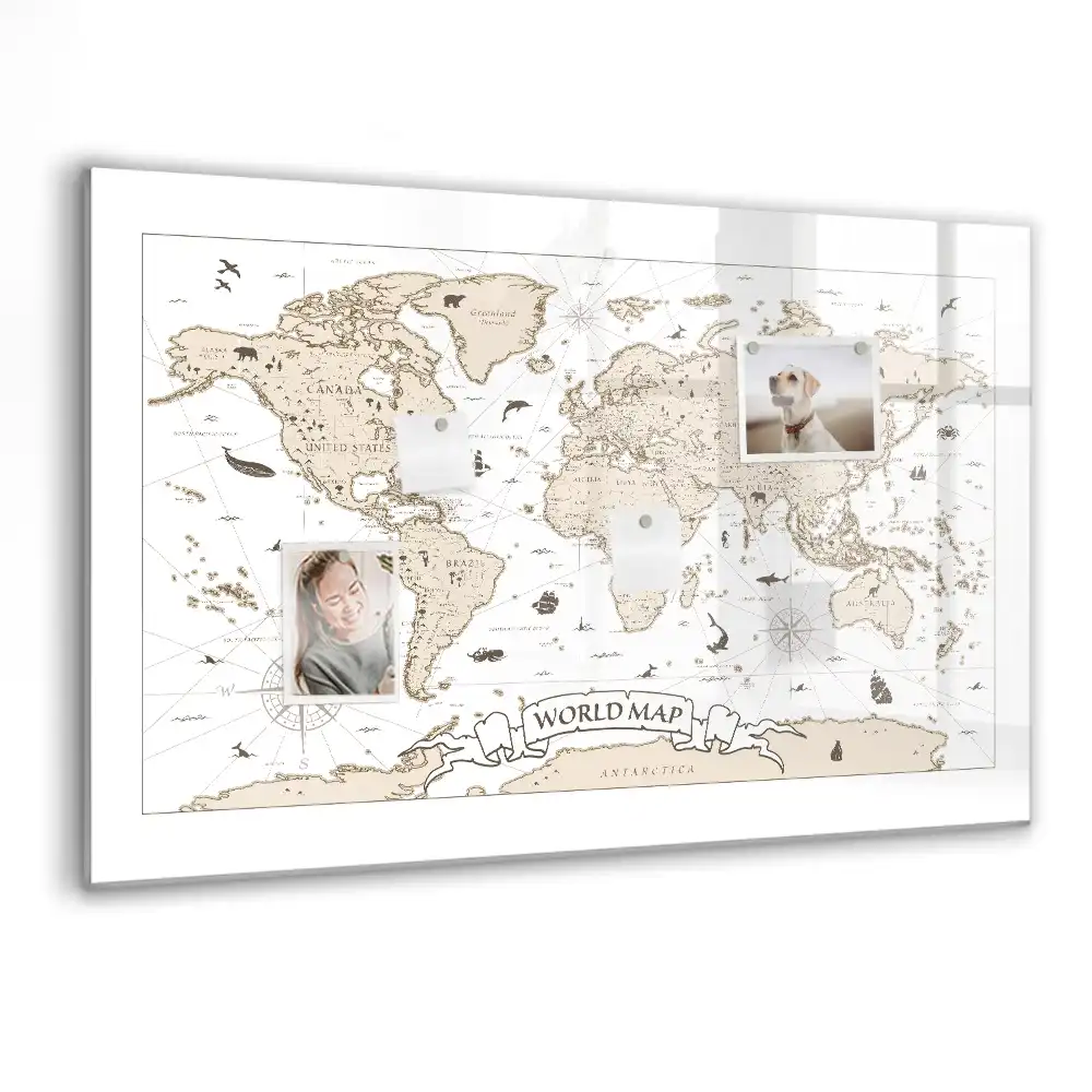 Tablica magnetyczna do pisania zabytkowa mapa świata vintage