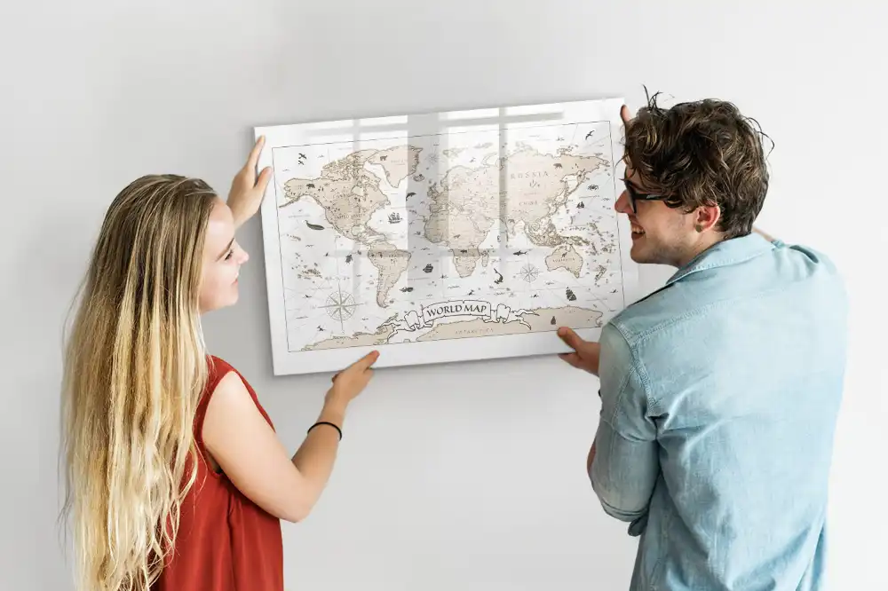 Tablica magnetyczna do pisania zabytkowa mapa świata vintage