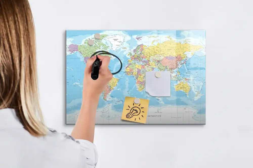 Tablica magnetyczna do pisania polityczna mapa kontynentów