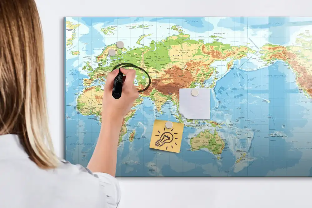 Tablica do rysowania magnetyczna fizyczny atlas świata