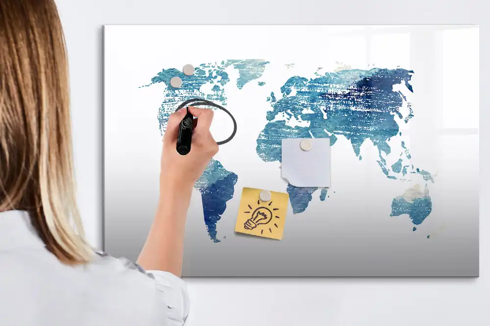 Tablica do rysowania magnetyczna siatka geograficzna globu