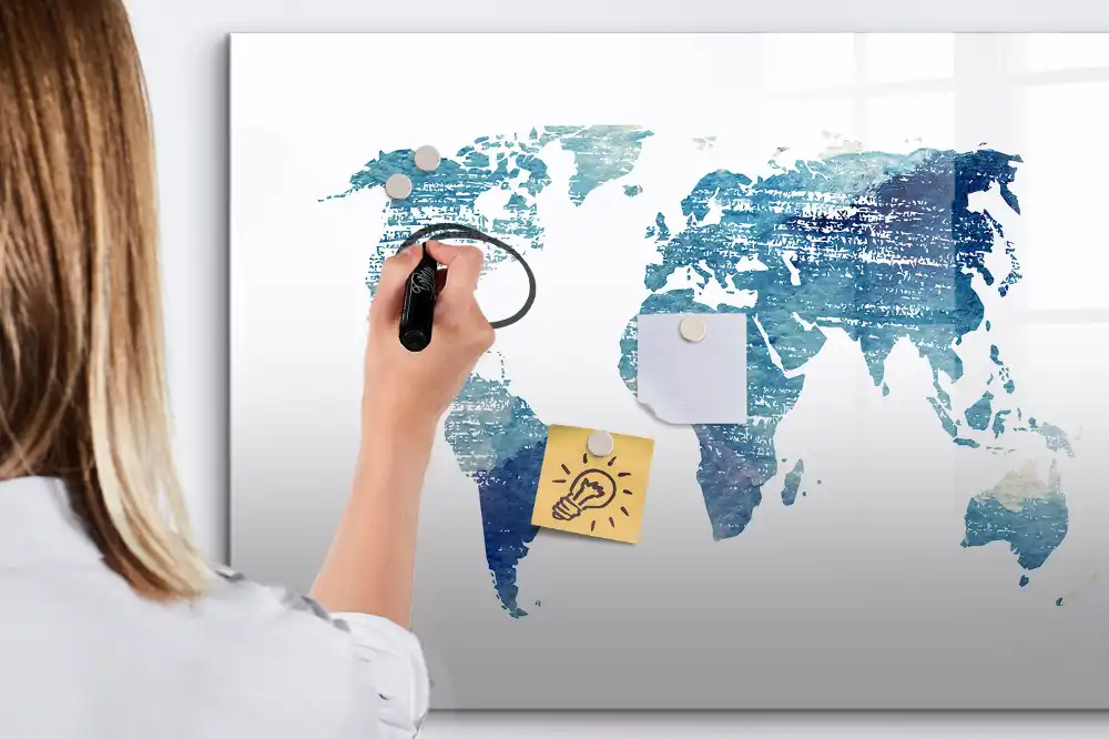Tablica do rysowania magnetyczna siatka geograficzna globu