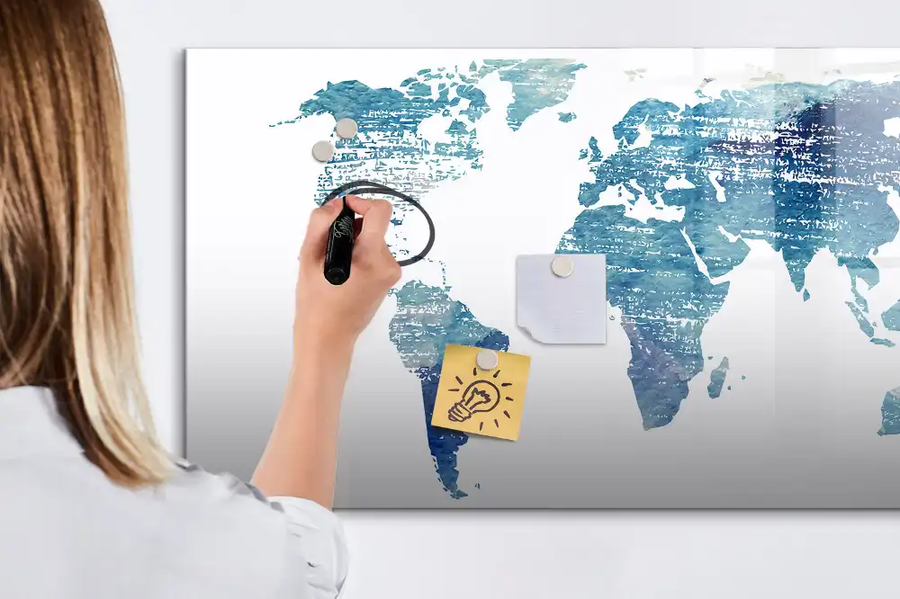 Tablica do rysowania magnetyczna siatka geograficzna globu