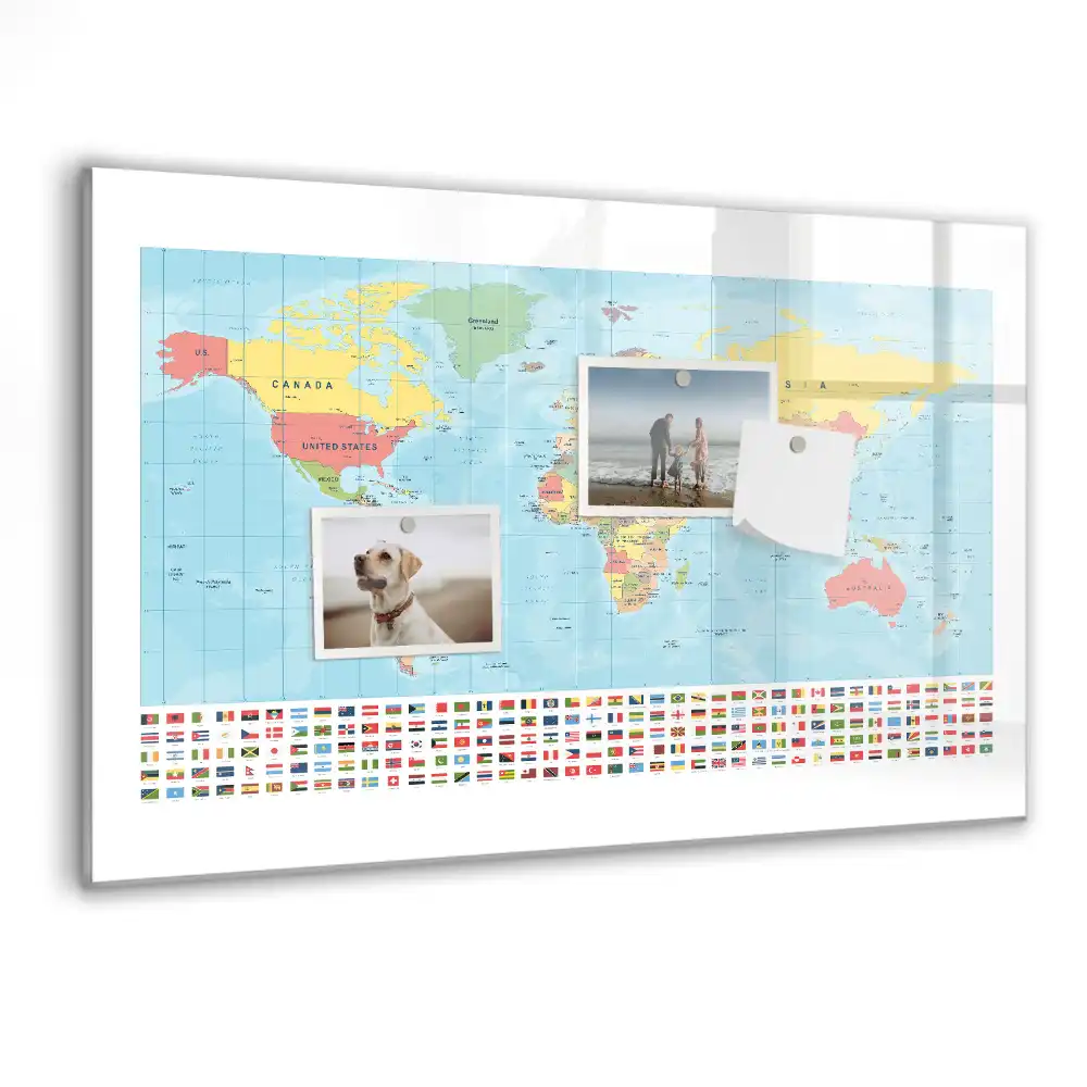 Tablica suchościeralna magnetyczna geograficzny atlas świata