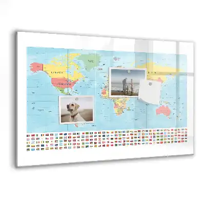 Tablica suchościeralna magnetyczna geograficzny atlas świata