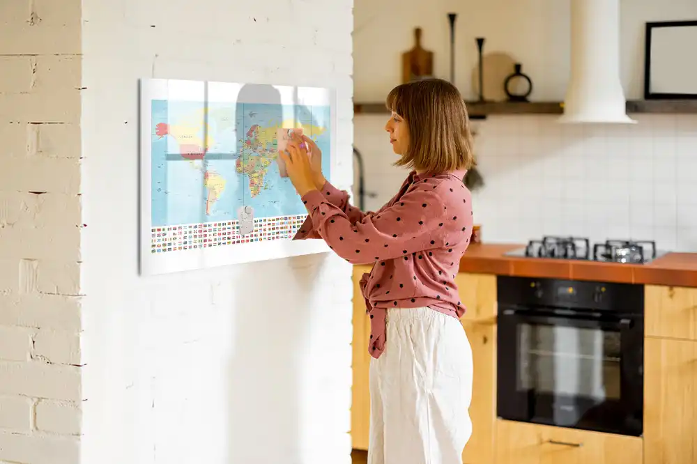 Tablica suchościeralna magnetyczna geograficzny atlas świata