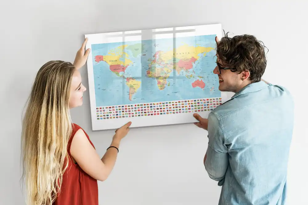 Tablica suchościeralna magnetyczna geograficzny atlas świata