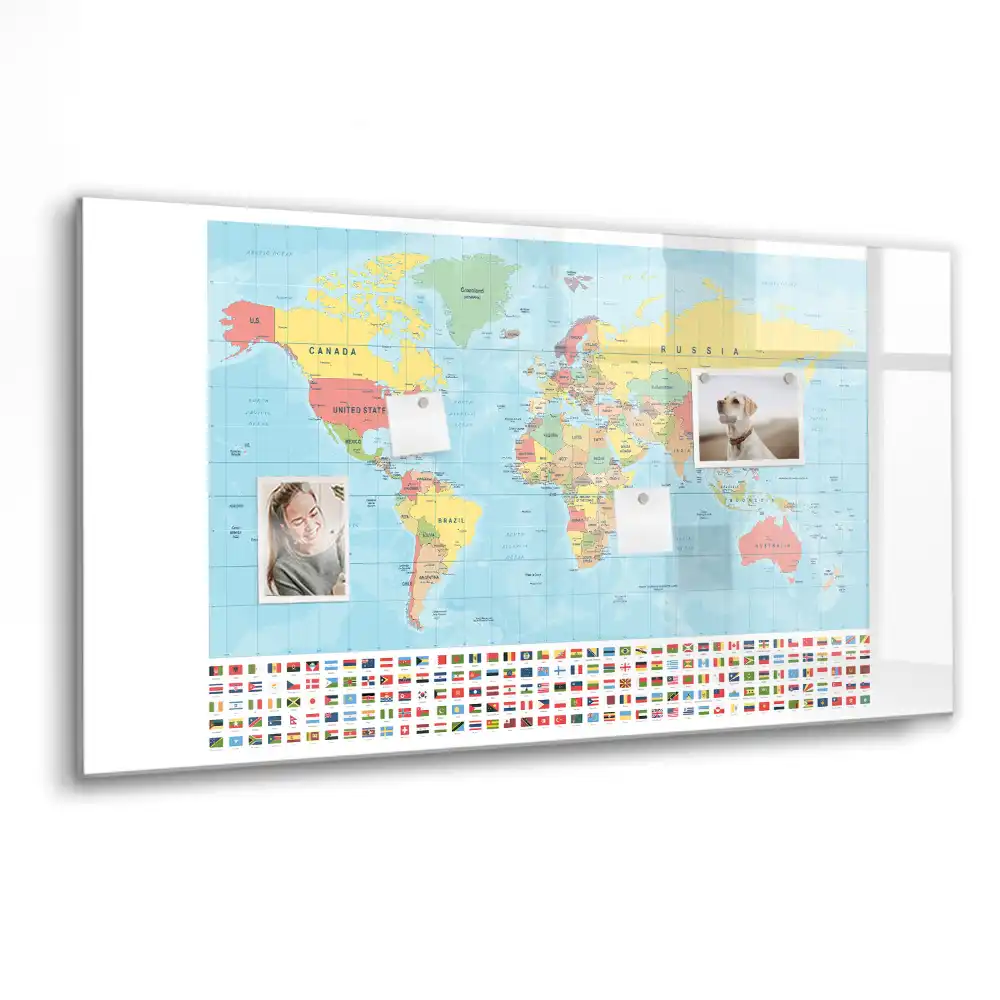 Tablica suchościeralna magnetyczna geograficzny atlas świata