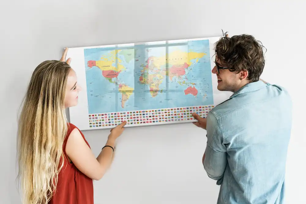 Tablica suchościeralna magnetyczna geograficzny atlas świata