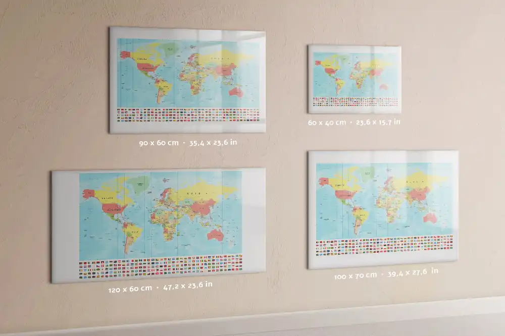 Tablica suchościeralna magnetyczna geograficzny atlas świata