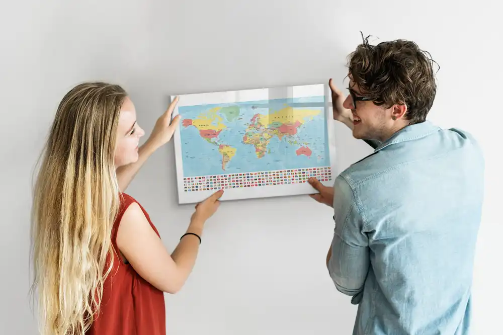 Tablica suchościeralna magnetyczna geograficzny atlas świata