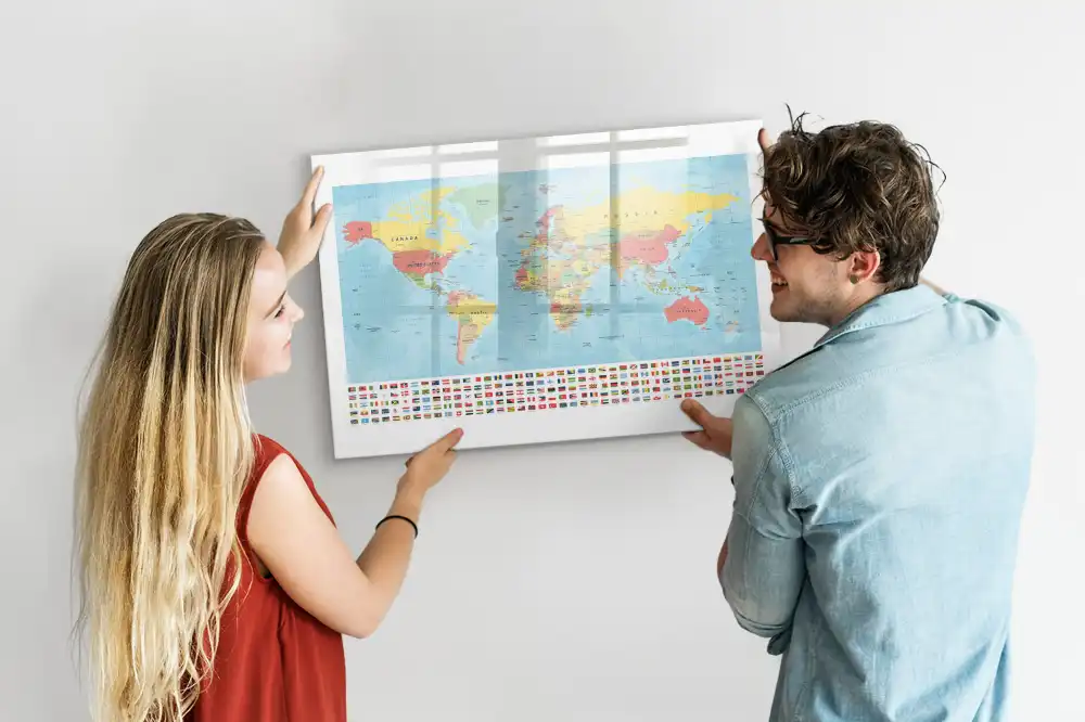 Tablica suchościeralna magnetyczna geograficzny atlas świata