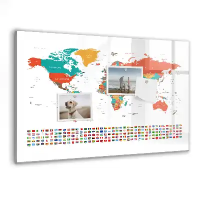 Tablica magnetyczna do pisania wielobarwna mapa świata