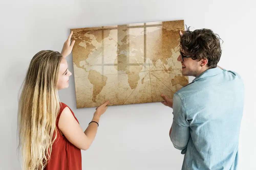 Tablica do rysowania magnetyczna stara mapa świata w stylu vintage