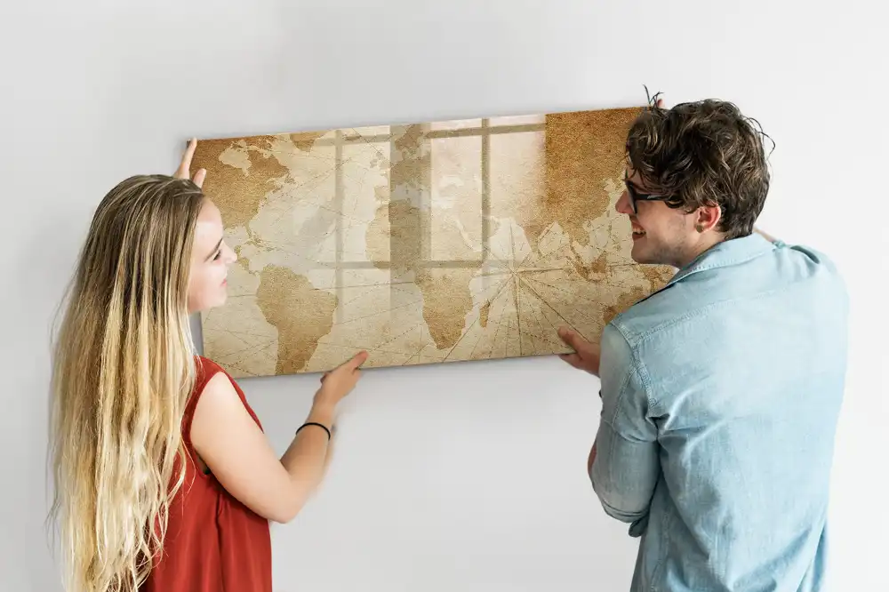 Tablica do rysowania magnetyczna stara mapa świata w stylu vintage