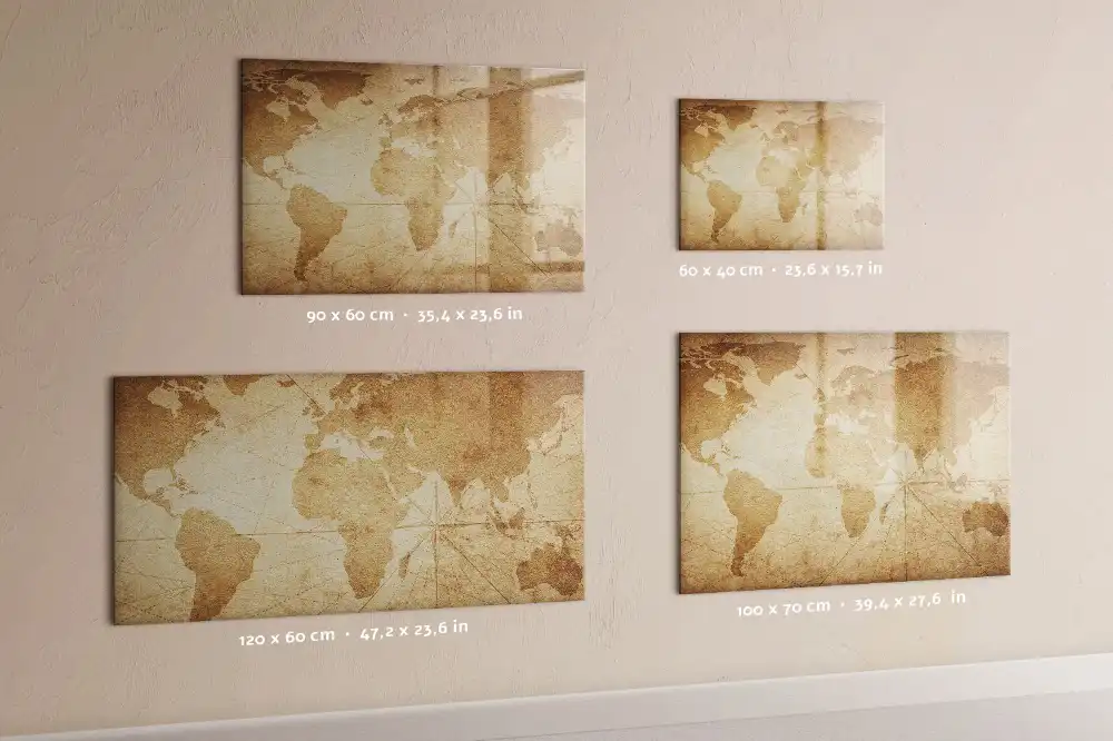 Tablica do rysowania magnetyczna stara mapa świata w stylu vintage
