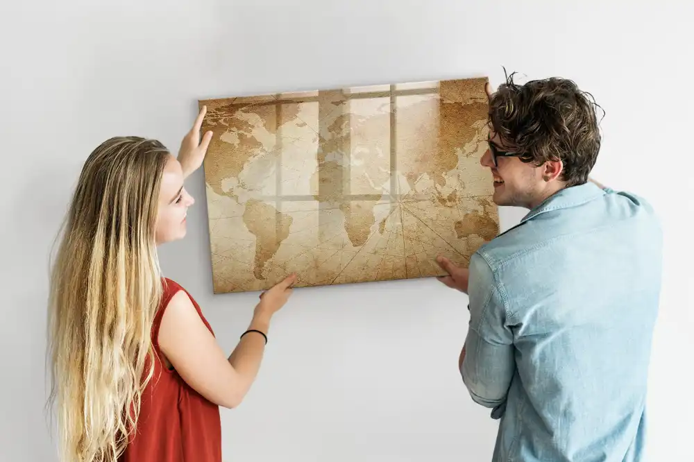 Tablica do rysowania magnetyczna stara mapa świata w stylu vintage