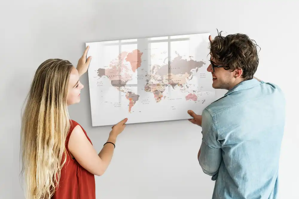 Tablica magnetyczna z pisakiem ścienna mapa świata