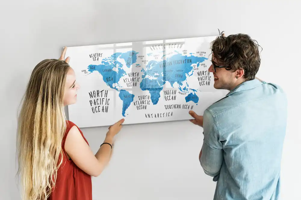 Tablica magnetyczna z pisakiem ziemia w kolorze niebieskim