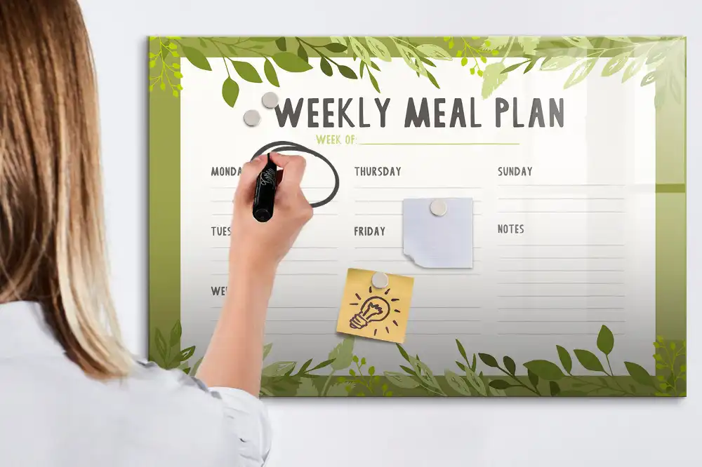 Tablica suchościeralna magnetyczna rozkład dań na tydzień