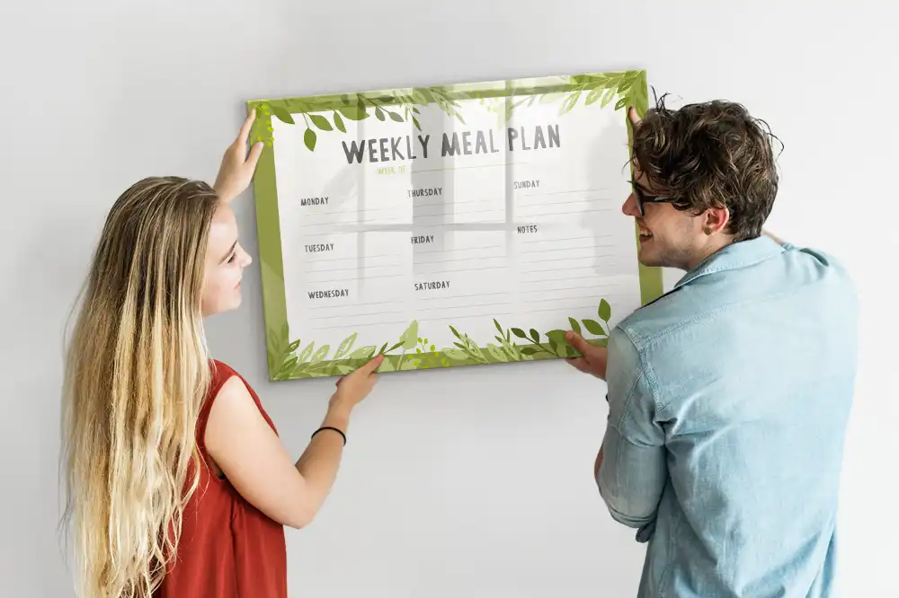 Tablica suchościeralna magnetyczna rozkład dań na tydzień