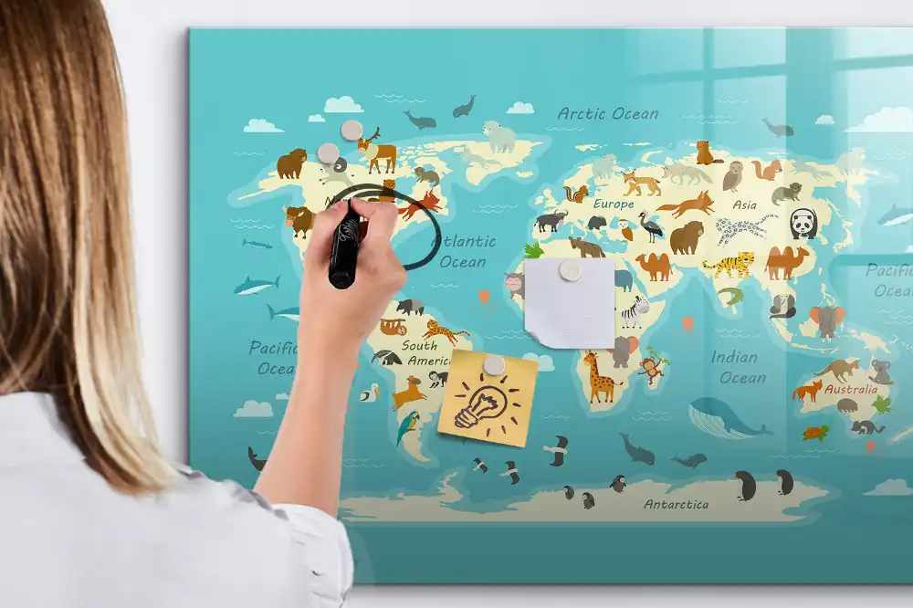 Tablica do rysowania magnetyczna zwierzęcy atlas świata