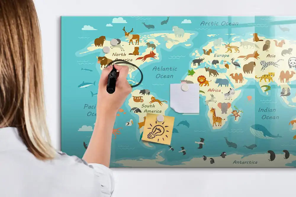 Tablica do rysowania magnetyczna zwierzęcy atlas świata