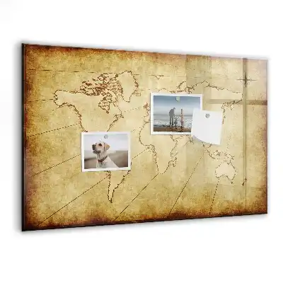 Tablica magnetyczna z pisakiem postarzana mapa świata