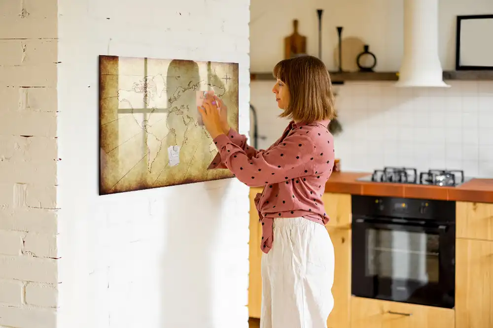 Tablica magnetyczna z pisakiem postarzana mapa świata
