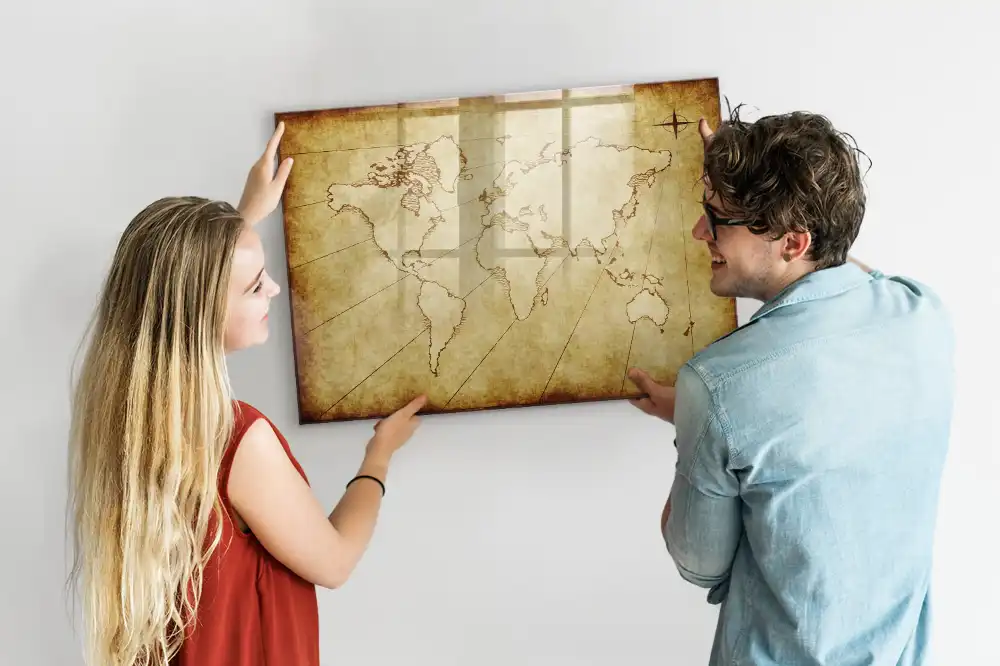 Tablica magnetyczna z pisakiem postarzana mapa świata