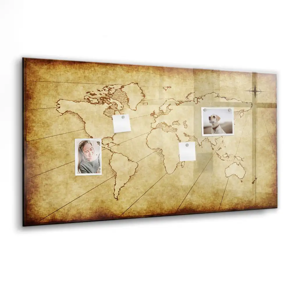 Tablica magnetyczna z pisakiem postarzana mapa świata