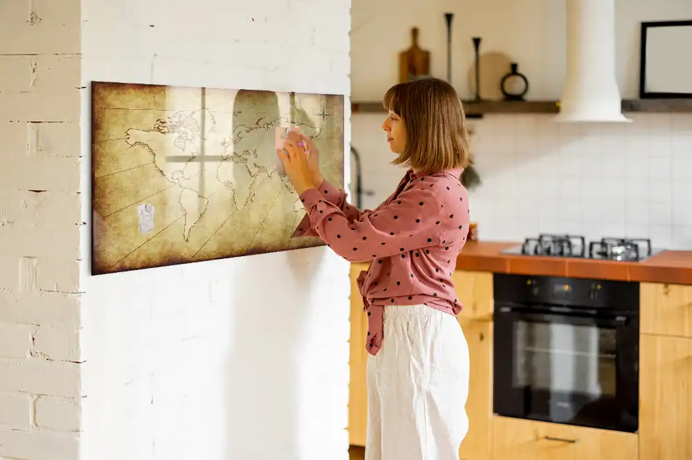Tablica magnetyczna z pisakiem postarzana mapa świata