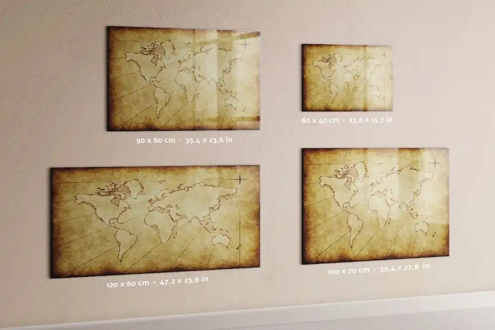 Tablica magnetyczna z pisakiem postarzana mapa świata