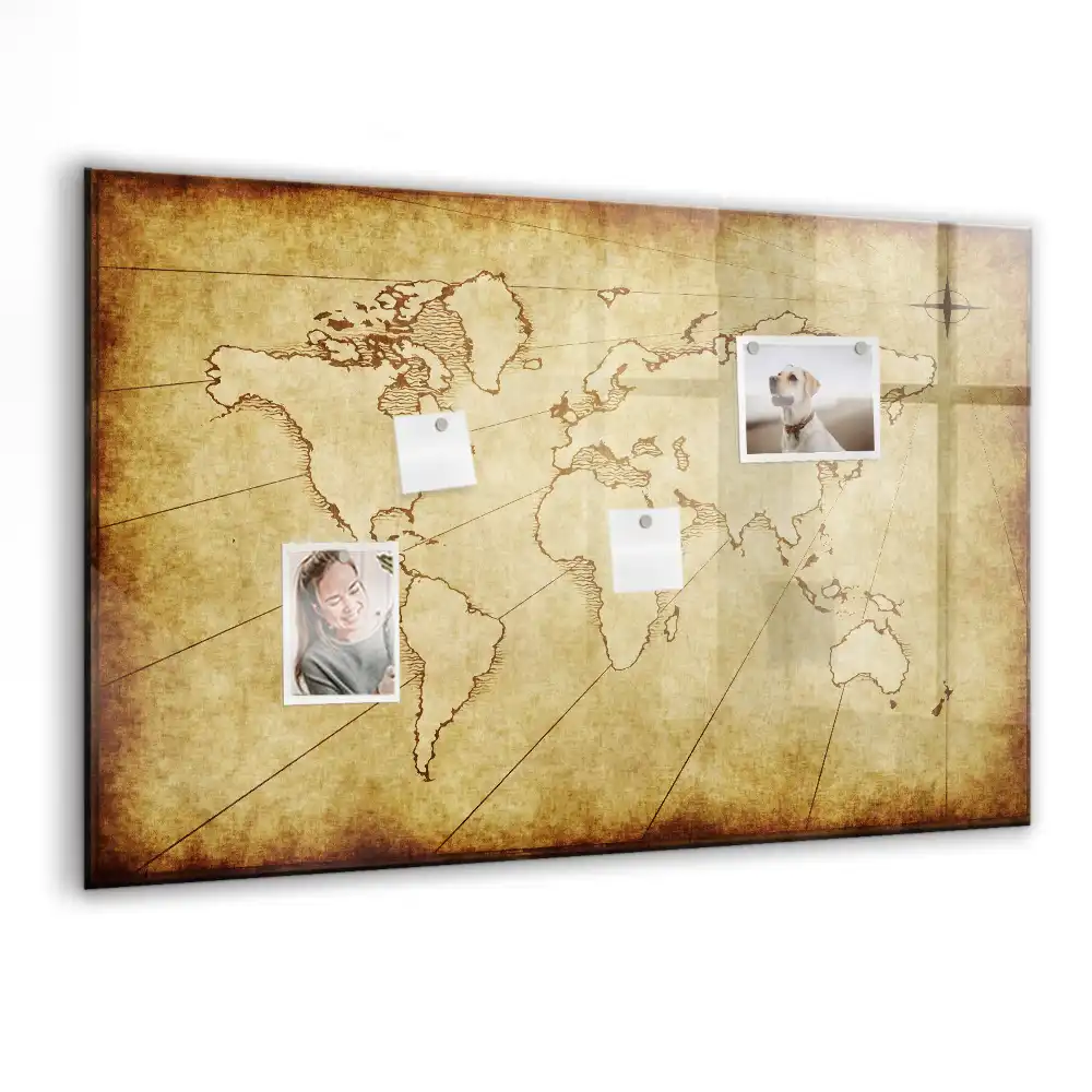 Tablica magnetyczna z pisakiem postarzana mapa świata