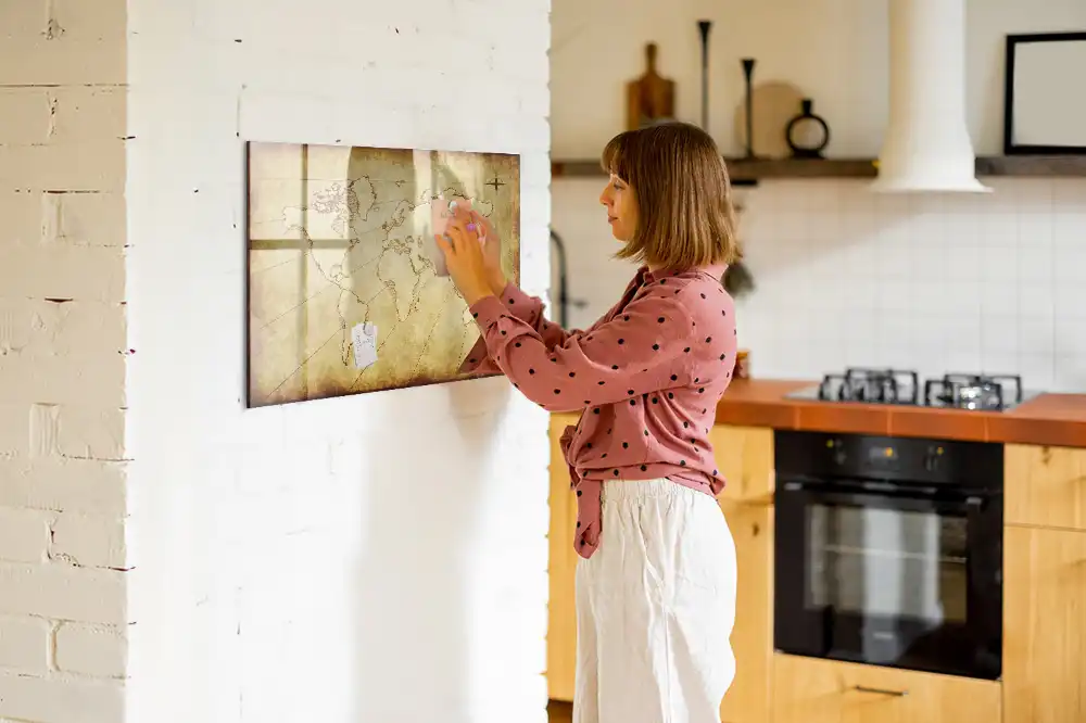 Tablica magnetyczna z pisakiem postarzana mapa świata
