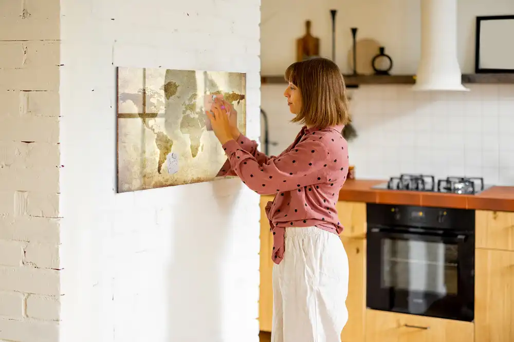 Tablica suchościeralna magnetyczna zabytkowa mapa świata