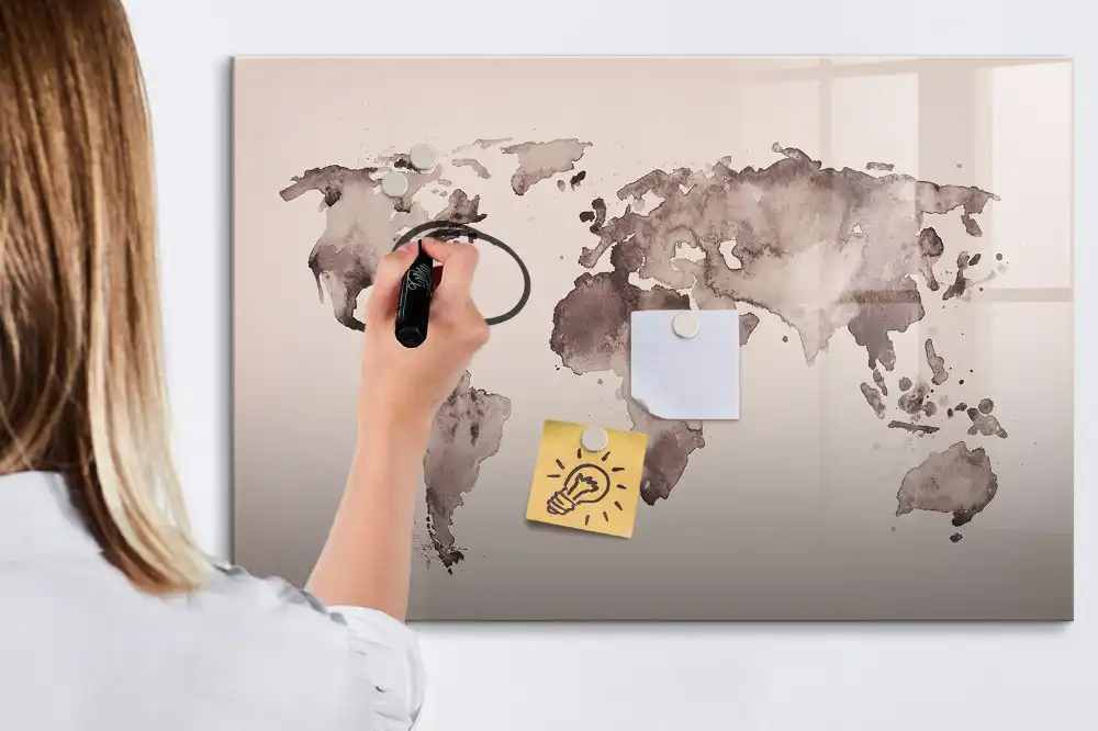 Tablica do rysowania magnetyczna malowana mapa świata