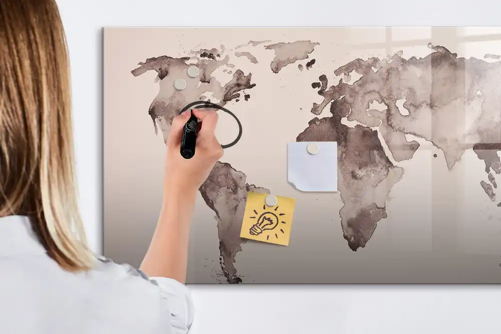 Tablica do rysowania magnetyczna malowana mapa świata