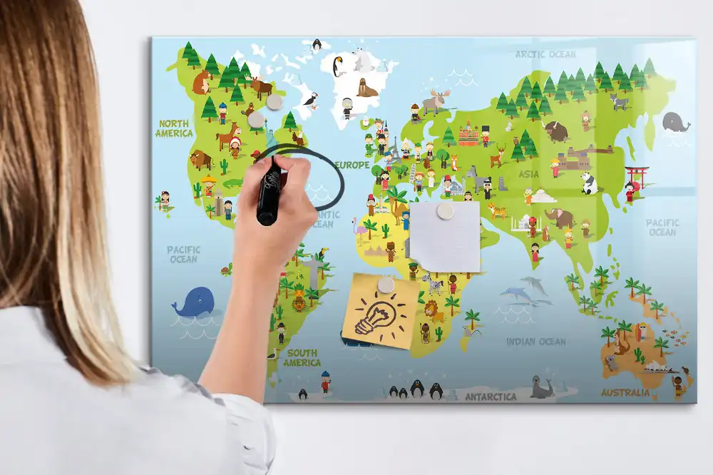 Tablica magnetyczna do pisania kulturowa mapa świata
