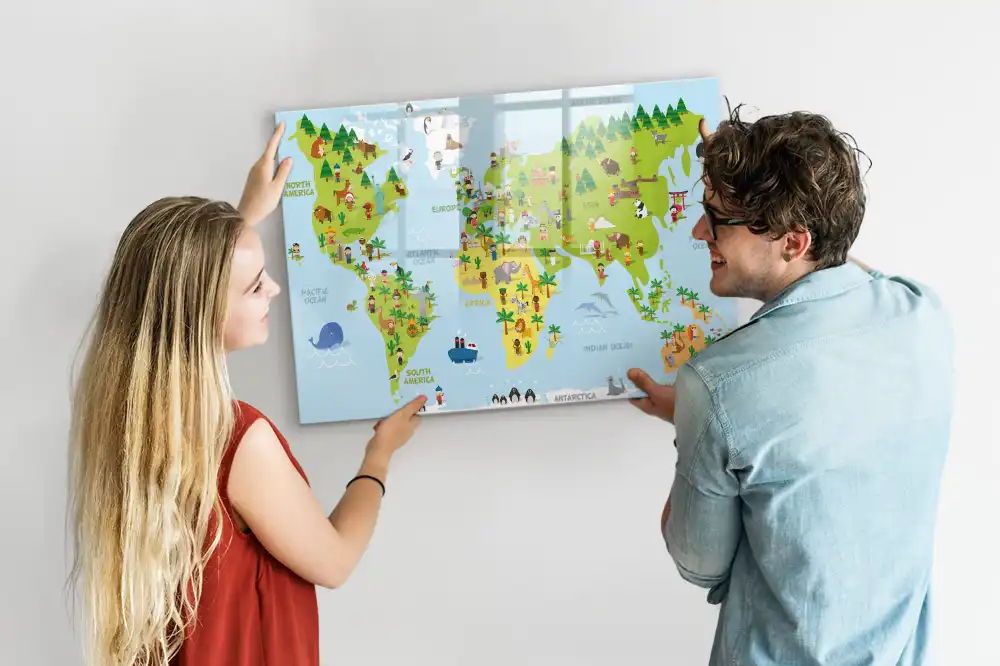 Tablica magnetyczna do pisania kulturowa mapa świata