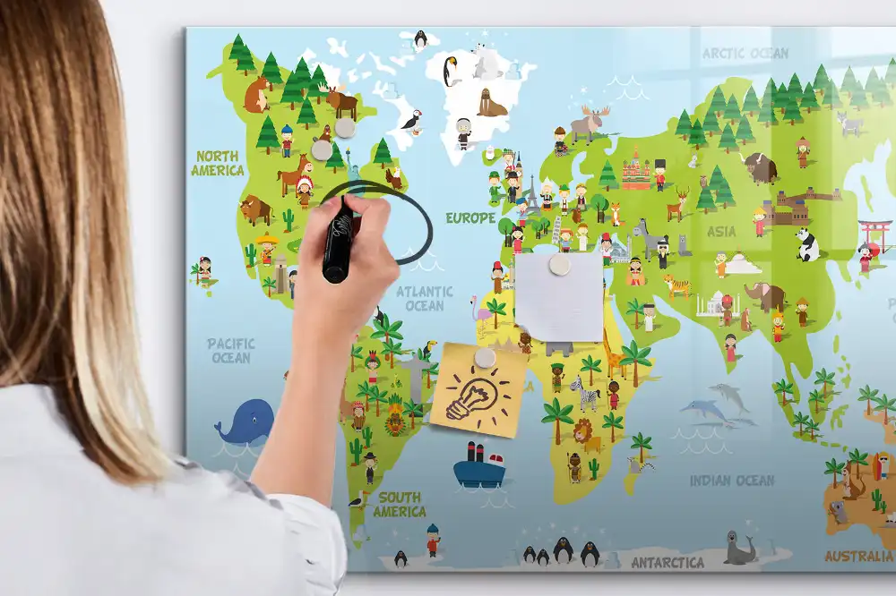 Tablica magnetyczna do pisania kulturowa mapa świata