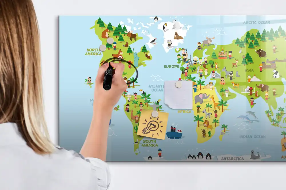 Tablica magnetyczna do pisania kulturowa mapa świata